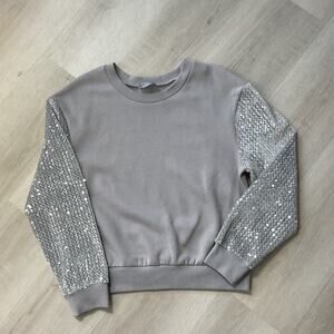 K Jordan Sequin Sweatshirt Raglan Gray Womens Small